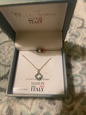 Mia Fiore Sterling Silver Light Blue Clover Necklace